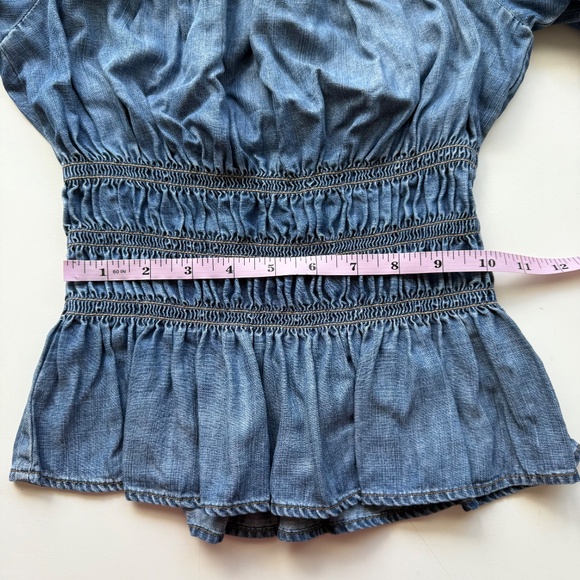 Bella Dahl Womens Smocked Off The Shoulder Denim Top Small - Picture 10 of 13